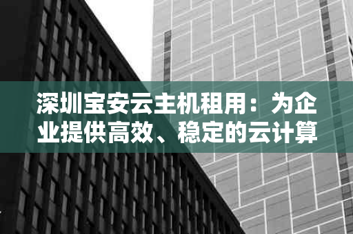 深圳宝安云主机租用：为企业提供高效、稳定的云计算服务