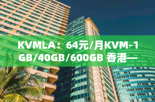 KVMLA：64元/月KVM-1GB/40GB/600GB 香港——高性价比云服务器解析