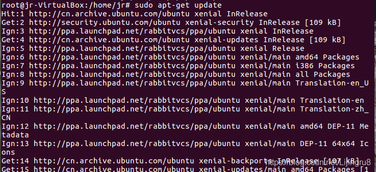 2、更新包列表：输入sudo apt update命令来更新你的包列表。