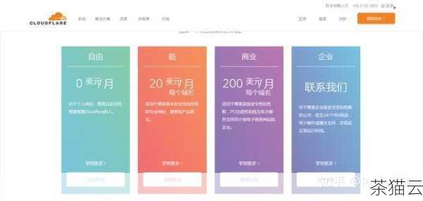 第四步，选择免费计划，Cloudflare 提供了多种付费计划，但对于大多数小型网站来说，免费计划已经足够。