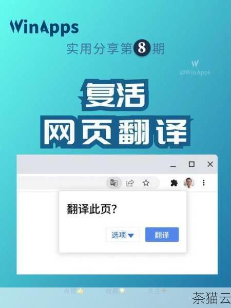 如果你希望翻译当前网页，只需点击提示框中的“翻译”按钮即可，谷歌浏览器会迅速将网页内容翻译成你所设置的默认语言，你可以在翻译后的网页中自由浏览和阅读，就像在浏览一个母语网站一样。