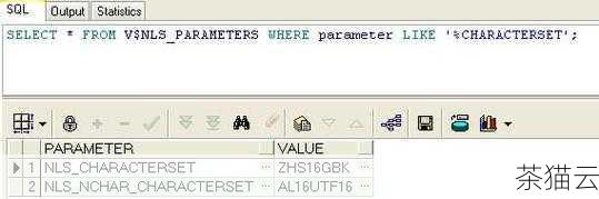 1、通过查询NLS_DATABASE_PARAMETERS 视图中的NLS_CHARACTERSET 参数获取数据库字符集。